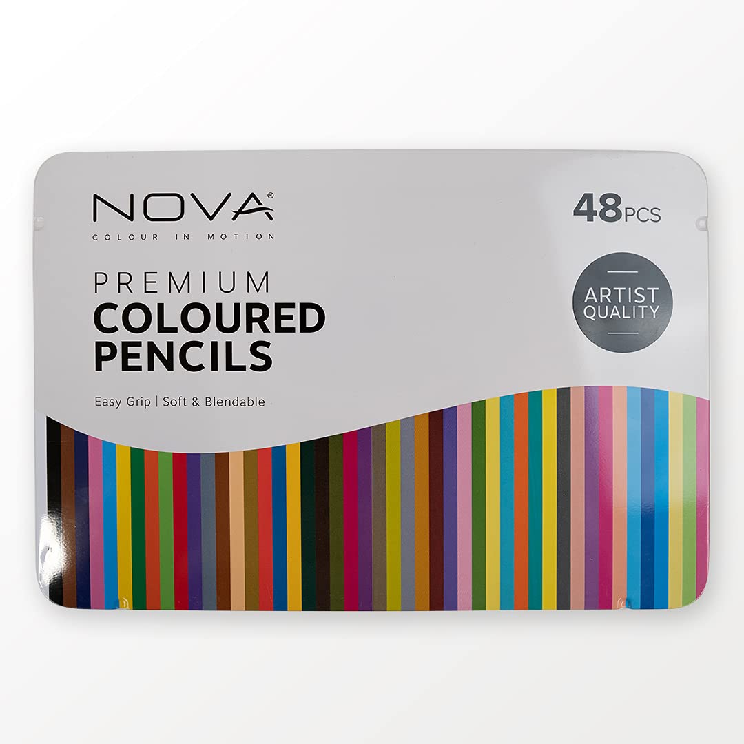 Nova48 Set Professional Art Supplies, Drawing, Sketching, Shading & Coloring, Vibrant Coloured Pencils for Adults & Children, Multi, One Size
