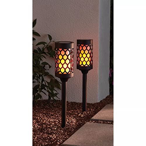 Member's Mark 2-Piece Led Solar Pathway Torch Lights, Oil-Rubbed Bronze #TOP1