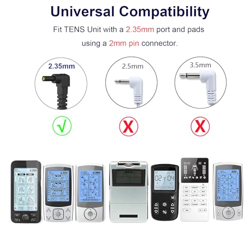 Image of 2 Packs TENS Unit Electrode Lead Wires, Premium TENS Electrodes Wire Replacement 2.35mm Shielded Plug TENS to 2mm Pin Electrode Cables Compatible with TENS 7000, Nicwell Care - (Not Fit EMPI Device)