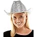 Silver Rhinestone Western Cowboy Hat for Womens - Glitter Cowgirl Hat for Disco Parties and Costumes