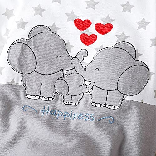 Aoswep All Over Star With Elephant Printed Jumpsuit Baby Girl Bodysuit (3-6 Months) #TOP4