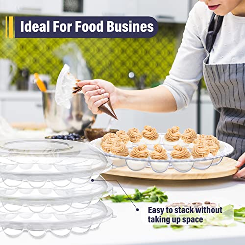 Shellwei Deviled Egg Tray With Lid 12 Inch Round Egg Containers With 15 Egg Slots Reusable Plastic Egg Holder Platter For Deviled Egg Fruits Veggie Finger Food thumb #3