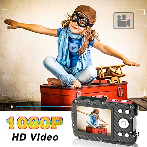Underwater Camera 17Ft Waterproof Digital Camera With 32Gb Sd Card Compact Point And Shoot Camera, Fhd 1080P 30Mp Waterproof Camera Underwater Camera For Snorkeling, Swimming, Travel (Red) #TOP5