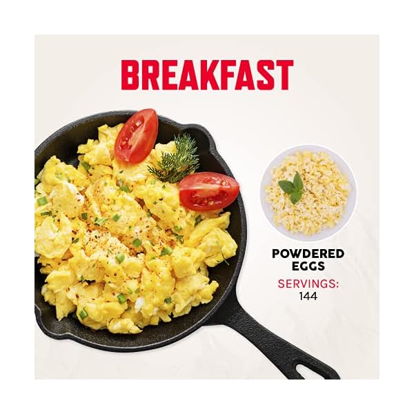 ReadyWise-Emergency-Food-Supply-Powdered-Egg-Bucket-144-Servings READYWISE - Powdered Eggs Bucket, 144 Servings, Emergency, MRE Food Supply, Premade, Freeze Dried Survival Food for Hiking, Adventure & Camping Essentials, Individually Packaged, 25 Year Shelf Life