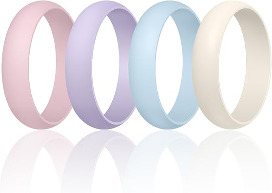 Egnaro Womens Silicone Band Rings, 4/5/8 Multi-pack Rubber Wedding Band