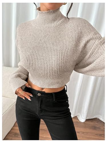 GORGLITTER Women's Open Back Sweater Cropped Backless Bow Long Sleeve Mock Neck Pullover Top Fall Trendy 20252