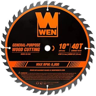 WEN BL1040 10-Inch 40-Tooth Carbide-Tipped Professional Woodworking Saw Blade for Miter Saws and Table Saws