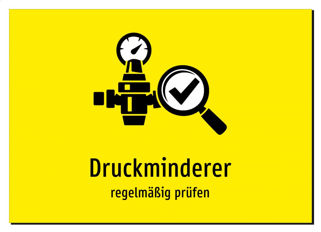 31194-DE-S-09 | Druckminderer - regelmäßig prüfen | Aluminiumschild A2, 594 x 420mm | mit Symbolgrafik und Text