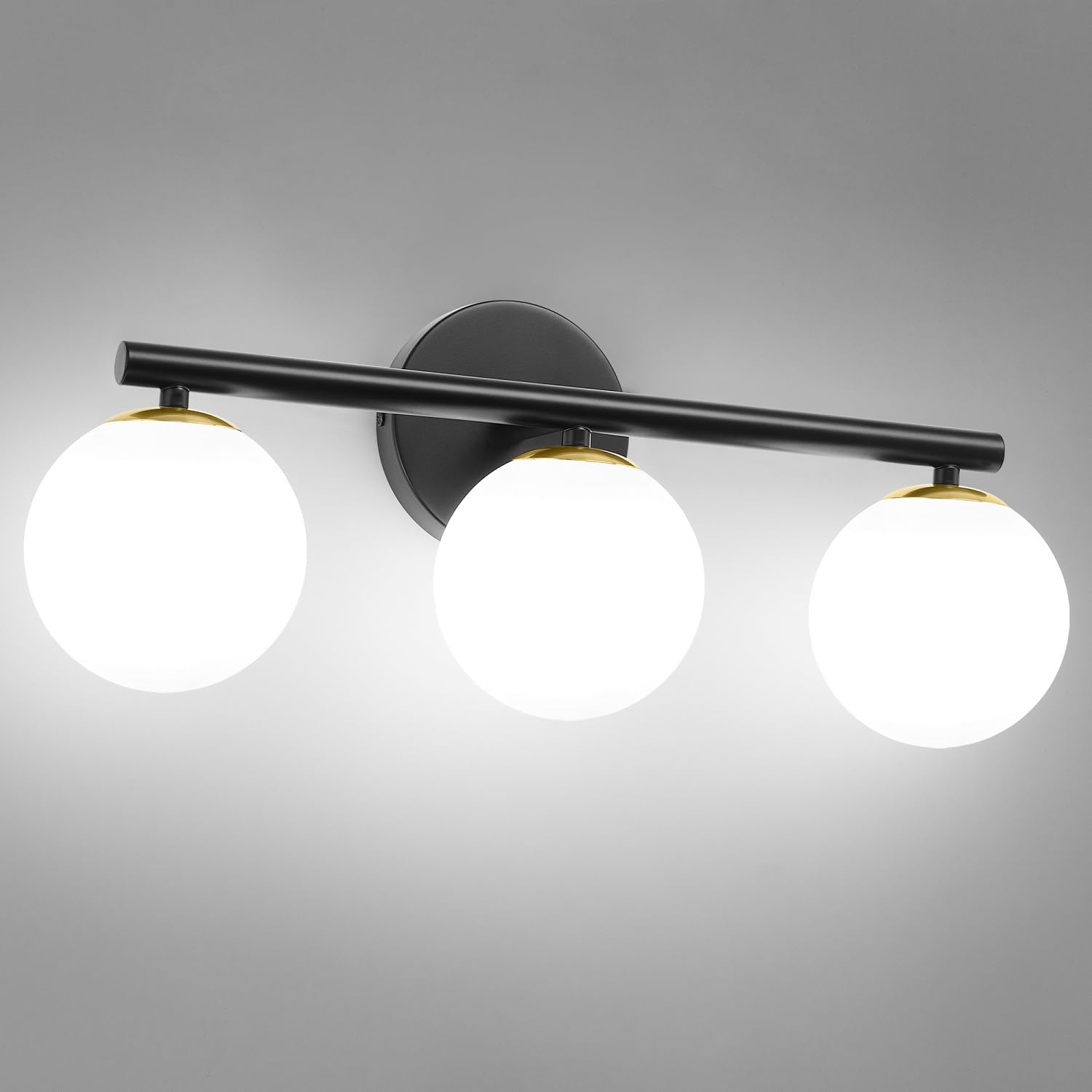 Bathroom Vanity lights, MidCentury Modern Black and Gold Bathroom