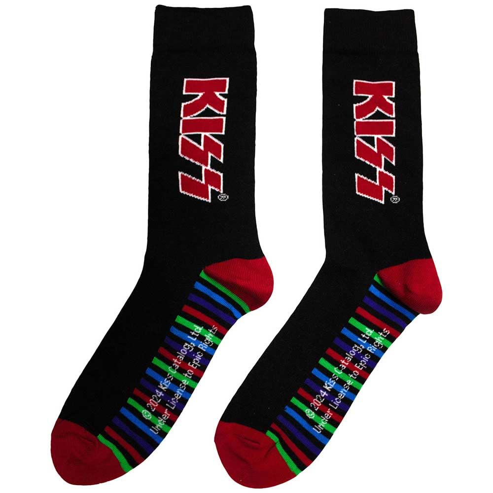 Rock Off officially licensed products KISS Red Logo And Stripes Ankle Socks One Size