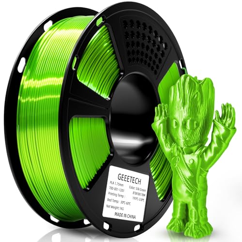 Image of Geeetech Silk PLA Filament 1.75mm 3D Printer Filament Apple Green, Metal-Like Shiny Silk PLA Filament, 1kg (2.2lbs) 1 Spool, Dimensional Accuracy + /- 0.02 mm, Bright Green