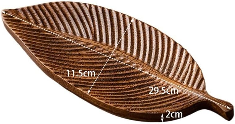 Breakfast Tray Handmade Leaf-Shaped Whole Wood Tray Walnut Dry Tea Tray Sushi Snack Cake Dessert Tray Coffee Table Tray,S