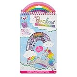 Fashion Angels Rainbow Compact Sketch Portfolio (12385), 20 Coloring Pages, 100+ Stickers, Coloring book for Kids