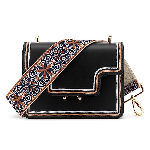 Image of Wide Shoulder Strap Adjustable Replacement Belt Guitar Style Crossbody Bag Handbag Strap Multicolor Canvas Straps(Wide:2in)(Color77)