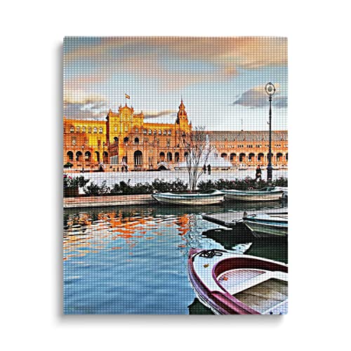 Diamond Painting Set Diamant Painting Bilder 5D Diamant Painting Painting Kinder DIY malen nach Zahlen Erwachsene malen nach Zahlen Ideale Dekoration und Geschenk Städtebauliche Landschaft Cover