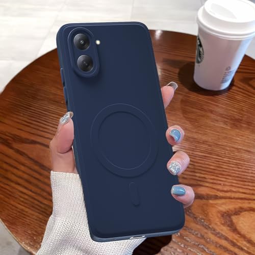 Image of Pikkme Back Cover for Redmi A7 Soft Matte Silicone Mag-Safe Design (Mag-Safe Not Support) Camera Protection | Slim Fit Bumper Cover (Blue)