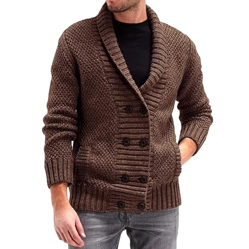 Cardigan double boutonnage homme col châle chaud contre le froid d'automne