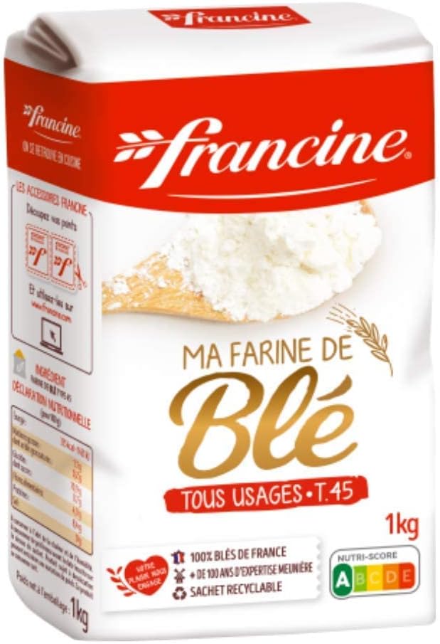Francine Farine de Ble Tous Usages - French All Purpose Wheat Flour - 2.2 lbs (Pack Of 2)