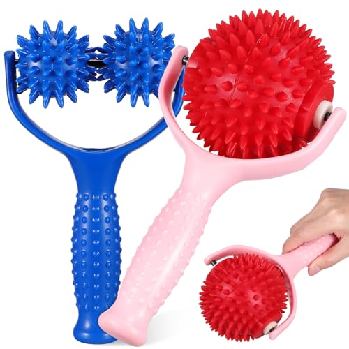 Healvian Massageroller Mit Griff 2 Stück Und 1 Massageball Für Fuß- Und Rückenmassage Faszienrolle Mit Noppen Für Muskelentspannung