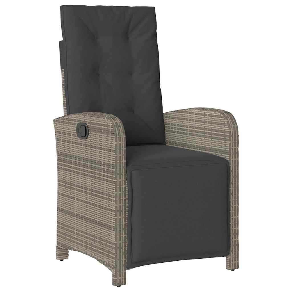 Set da Pranzo Giardino 9 Pezzi con Cuscini Polyrattan Grigio