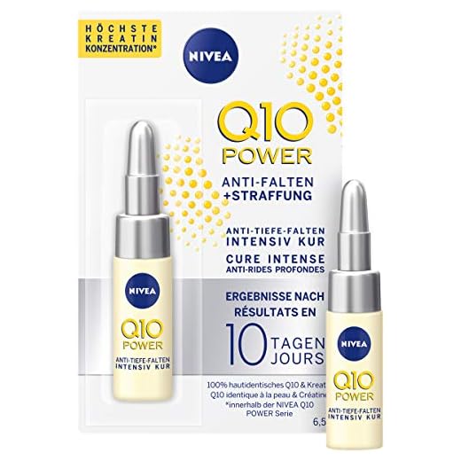 NIVEA Q10 Power Tratamiento Antiarrugas + Firmeza 10 días en pack de 3 (3 x 6,5 ml), ampollas antiedad con coenzima Q10 y creatina para el cuidado facial