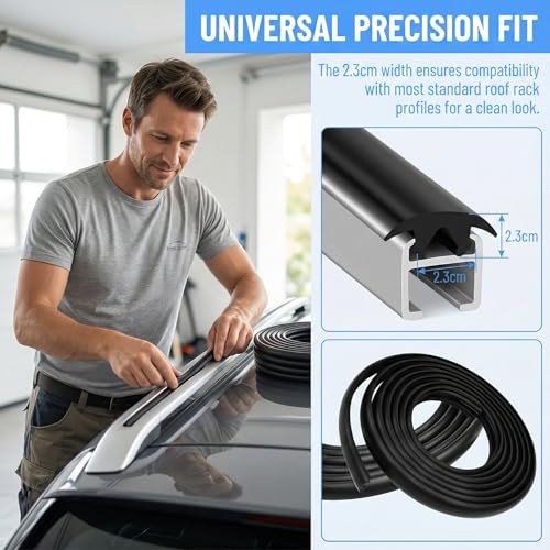 BRRDAQU Dachträger Gummistreifen 300cm Universeller Autodachträger Dichtungsstreifen 2cm Breit Windgeräusche Reduzierend & Staubschutz Langlebiger Gummistreifen Ersatz für Auto Dachreling (Schwarz)