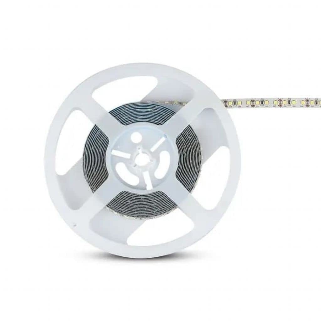 V-TAC Ruban LED bobine de 5 mètres 12 W au mètre ruban lumineux SMD 2835 Couleur de la lumière blanche naturelle 4000 K d'intérieur avec bande adhésive, alimenté à 12 V.