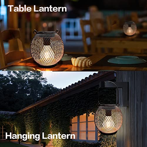 Pearlstar Solar Lanterns Outdoor Hanging 2Pack Black Solar Table Lamp With Edison Bulbs For Camping Yard Patio Garden Decoration, Waterproof Hanging Lights (Black) #TOP4