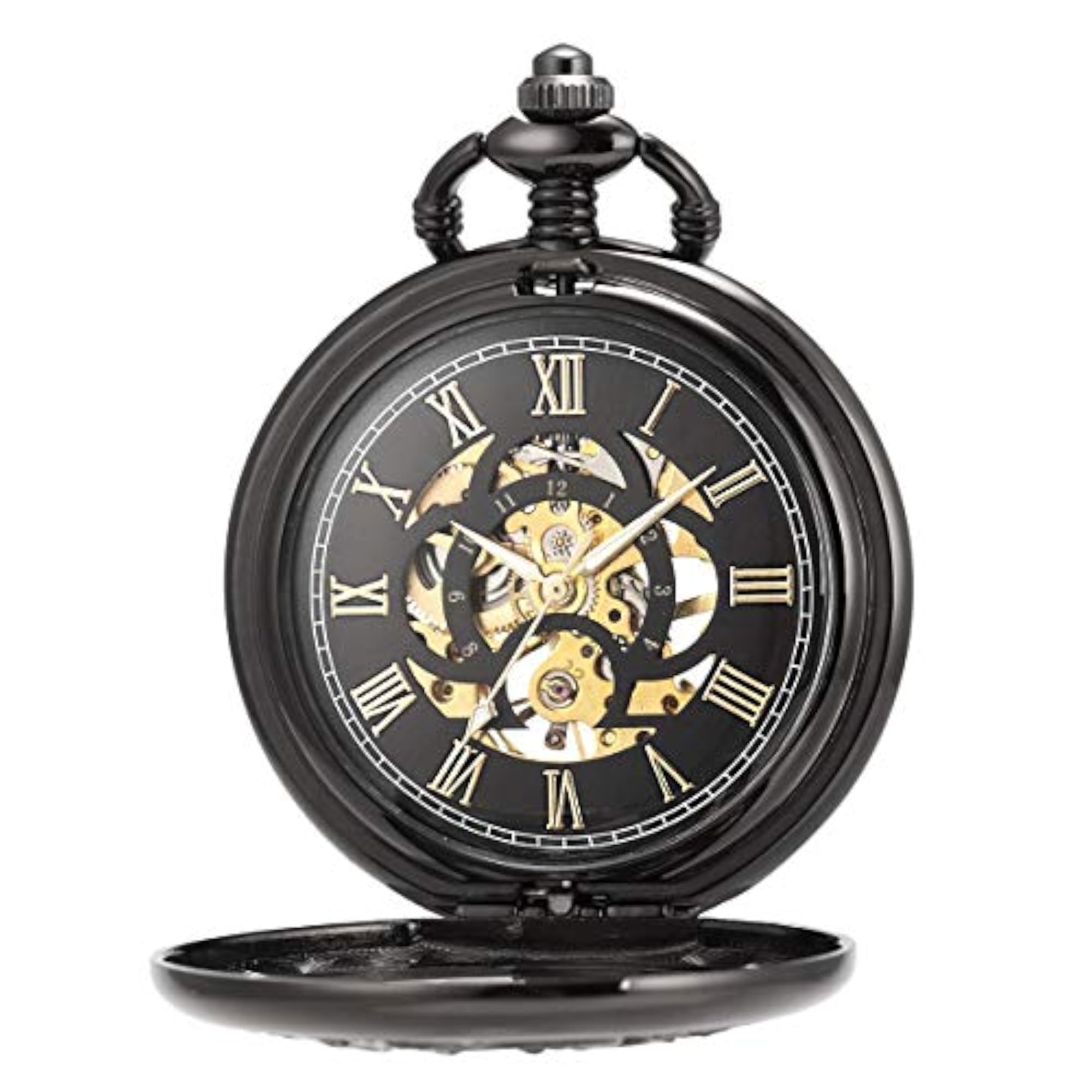Mechanical Dragon and Phoenix Pocket Watch with Chain, Unisex
