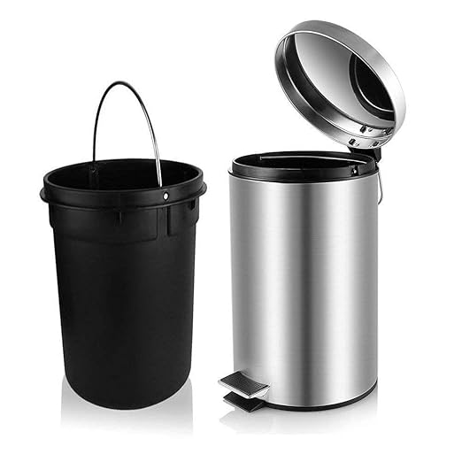 OPR Stainless Steel Round Pedal Dustbin with Soft Close Lid Steel Dustbin For Home, Kitchen, Bathroom, Office And Washroom with plastic bucket (Silver, 15 Ltr)(big size)