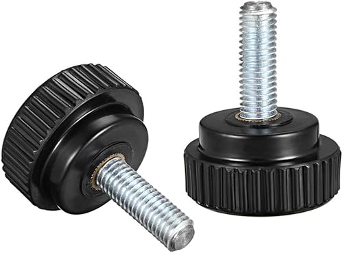 Miniatura 100 de uxcell Perillas de sujeción moleteadas M6 x 1.969 in métricas chapadas en zinc de acero al carbono rosca macho tornillo de pulgar en tipo 0.787 in