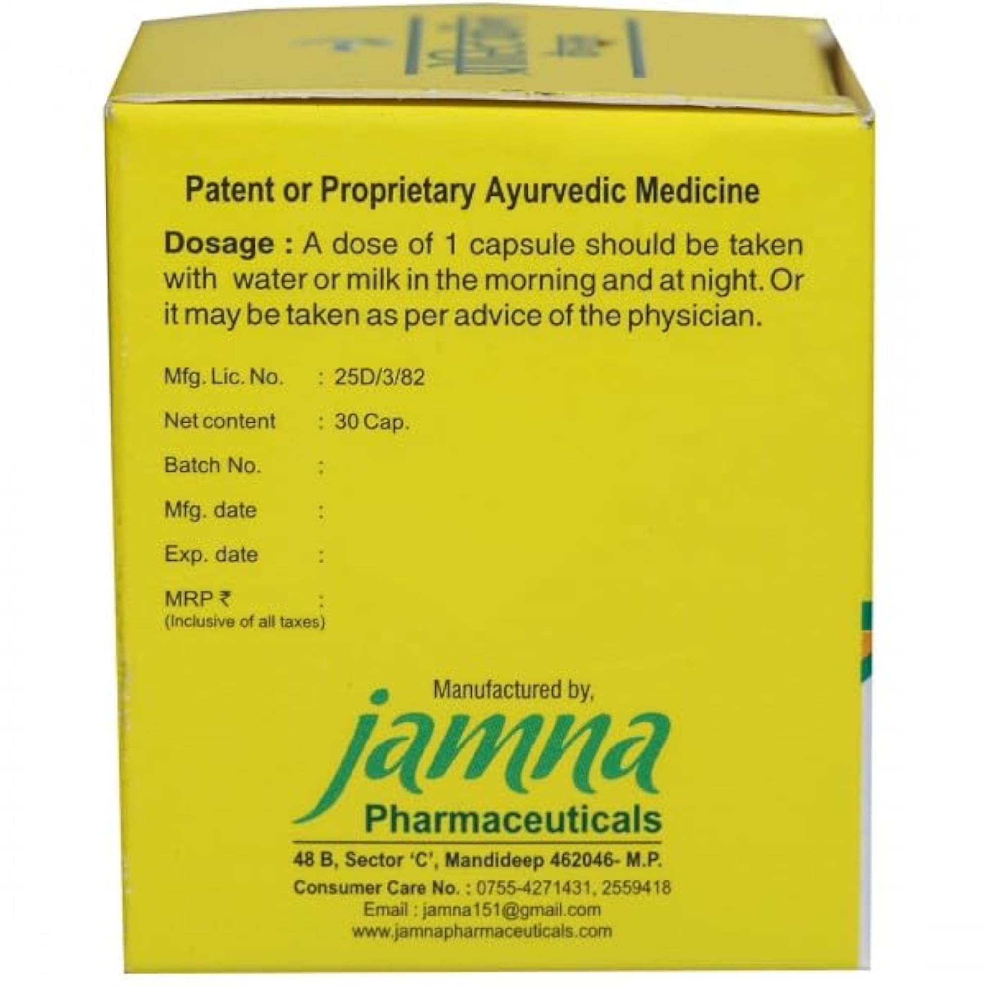 Jamna Prosticon Capsules 30Cap, Ayurvedic Health Supplement