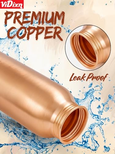Image of 100% Pure Copper Water Bottle 950ml - Ayurvedic Leak-Proof Copper Bottle for Drinking Water - Handcrafted Mandala Design - BPA-Free & Eco-Friendly - Improves Immunity & Digestion (Copper Plain)