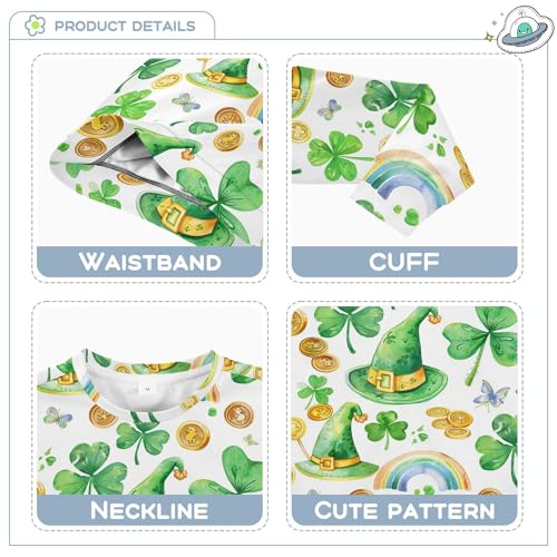 JUNZAN St.patrick Coins Hats Green Shamrocks Little Girls Hooded Sweatshirt Fleece Outerwear for Kids Athletic 4T3