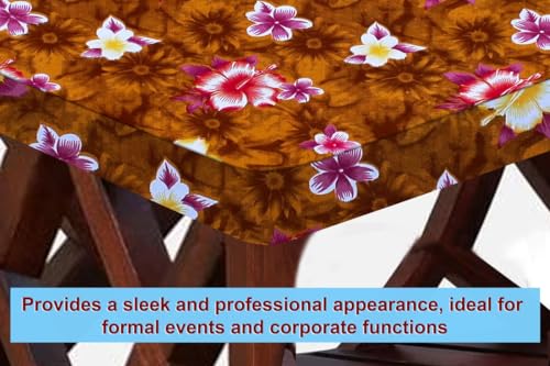 Image of The Furnishing Tree Elastic Rectangular Dining Table Cover WxL 36x48 in Inches Polyester Floral Pattern Orange