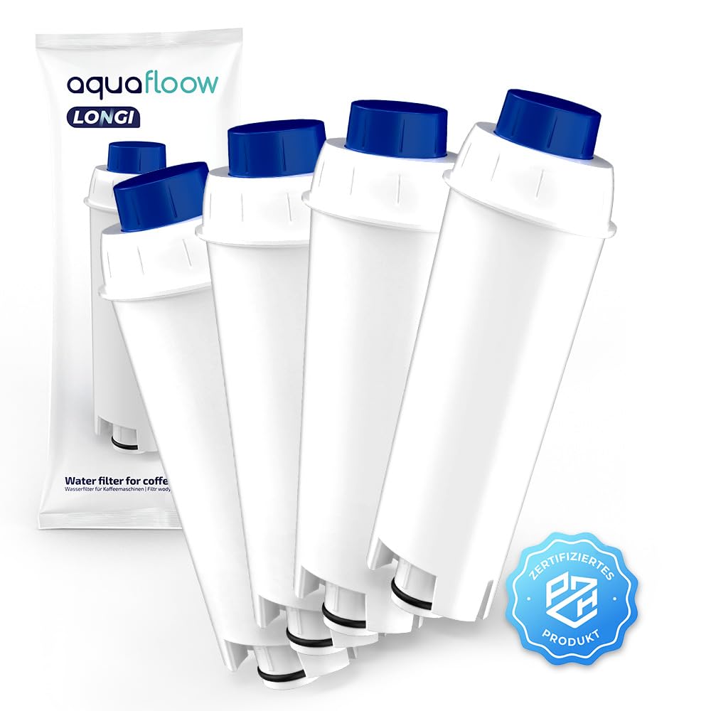 Aquafloow 4x Filtr Wody do Ekspresów do Kawy Delonghi Zamiennik dla DeLonghi DLSC002, SER3017 & 5513292811 Kompatybilny z serią ECAM ESAM ETAM | Pielęgnacja i Ochrona Ekspresów do Kawy De'Longhi