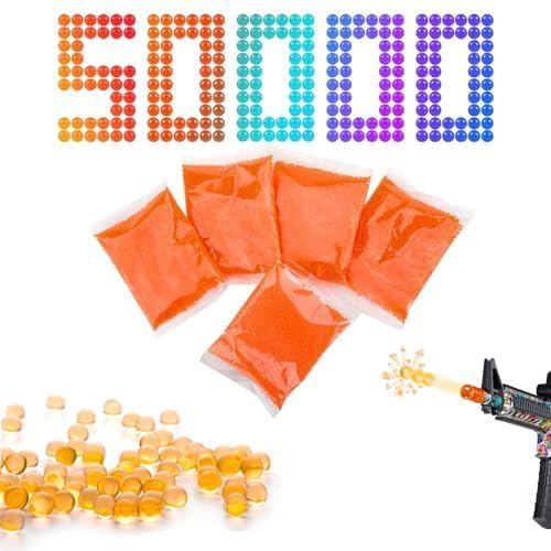 KyneLit 50000 Gel Blaster Ammo 7-8mm, Gel Ball Ammo Refill for Electric Gun Blaster, Gel Ammo (Orange)