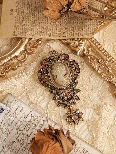 Image of MINACHI Vintage Victorian Design Queen's Cameo Antique Wedding Brooch Pin, Jewelry Gift for Women