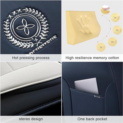 Image of Front Seat Covers for Volkswagen Golf SportWagen 2015-2019, Blue-White