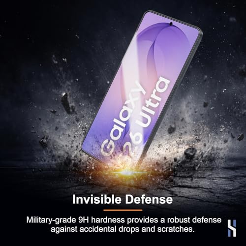 Image of Tempered Glass for Samsung Galaxy S26 Ultra - Military Grade 9H Screen Guard, Anti-Scratch, Shatterproof, Edge-to-Edge Full Coverage - Black Border