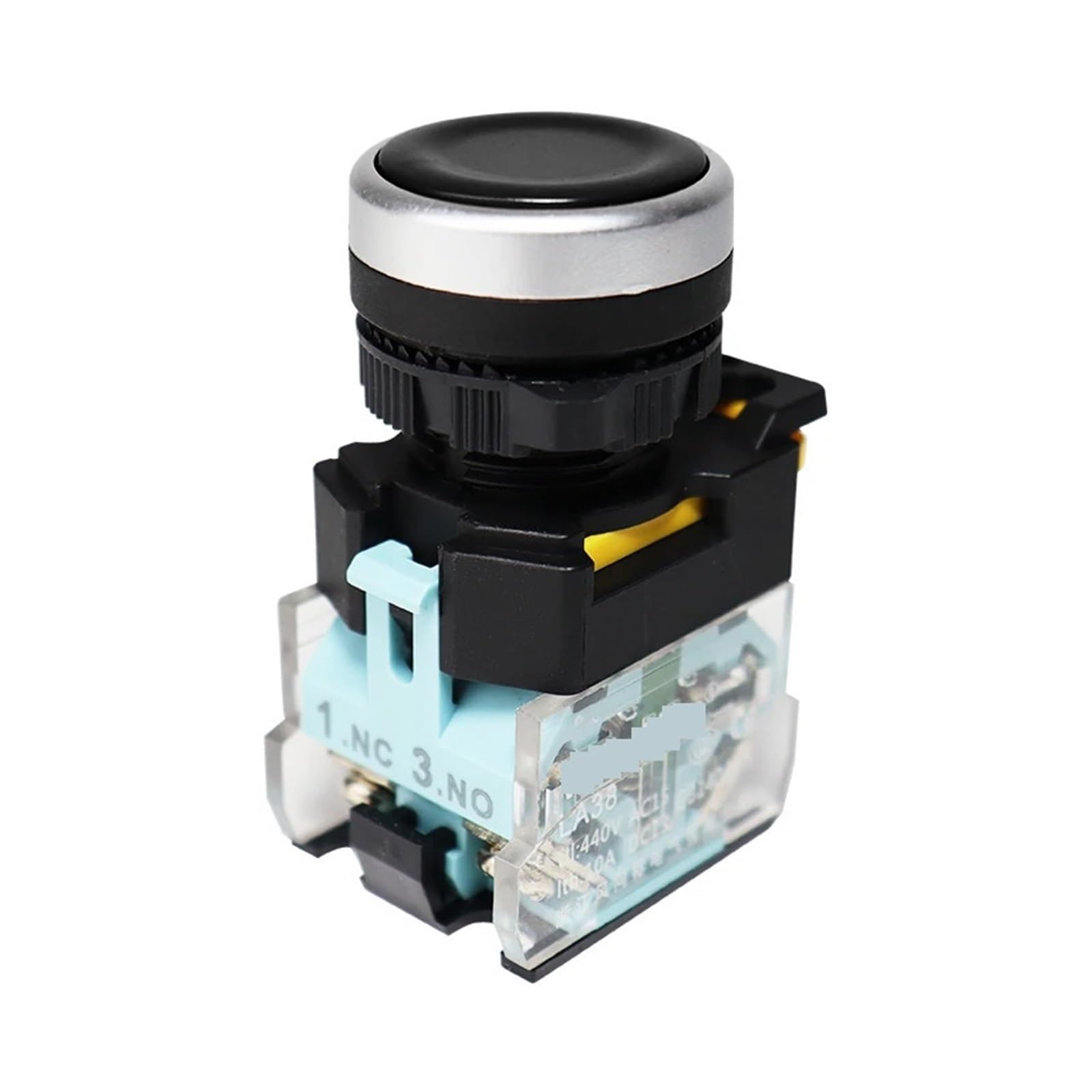 Bouton poussoir noir 22mm impulsionnel FXB38 avec contact 1NO1NC pour commande industrielle