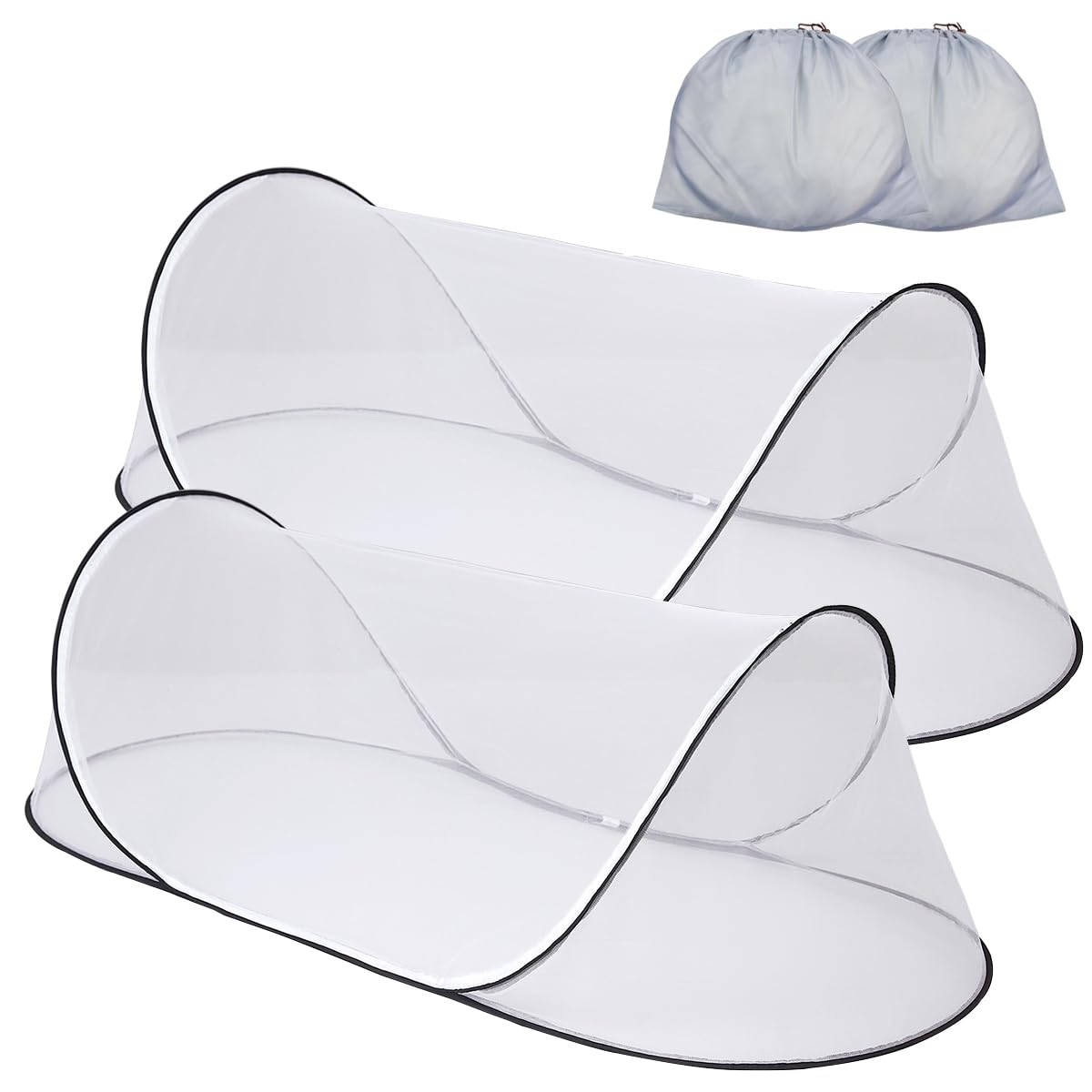 Akiky Grande tente anti-moustiques portable pour lit, camping, voyage, extérieur, 2 pièces, filet pliable en maille pour chambre d'adultes et de bébés