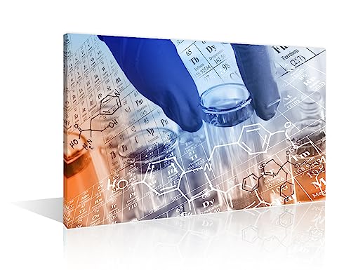 Image of TUMOVO Researcher 's Gloved Hand Holding the Test Tubes Poster Office Decor Clinical Laboratory Wall Art 1 Panel Medical Artwork Posters and Prints Framed Ready to Hang, 24 inch Wx36 H