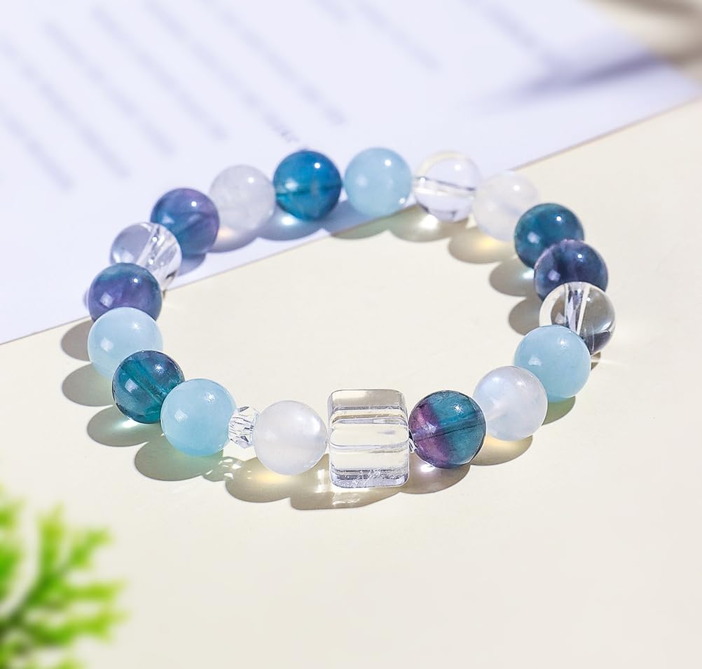 Pulsera de Cristal Natural Hecha a Mano para Mujer, joyería Espiritual de Alta Gama, Pulseras elásticas de Cuentas de Cristal para Ella, Regalo de cumpleaños para Madre e Hija