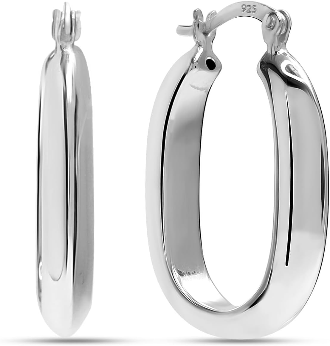 LeCalla Sterling Silver Hoop Earrings for Women | Lightweight Silver Chunky Hoop Earrings | Handmade Electroform Hollow Italian Design Click-Top Earrings Hoop
