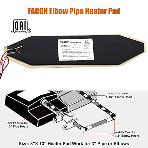 Facon 3" X 13" Rv Elbow Pipe Heater Pad, Work For 3" Elbow Pipe, 12V Tank Heater Pad, For Rv, Camper, Travel Trailer And Motorhome, Dc 12Volts-13.5Volts, 3Packs #TOP24