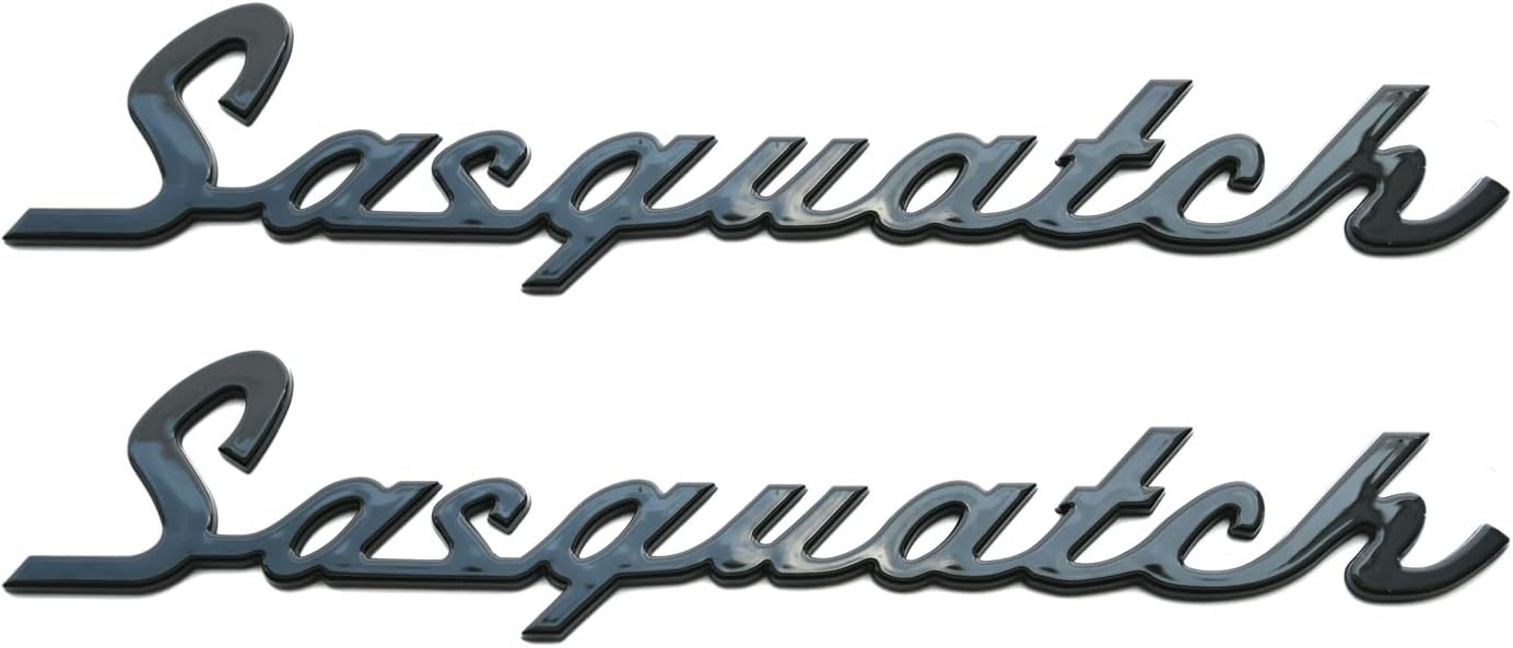 2pcs Classic Sasquatch Script Nameplate Letter Emblem 3D Badge Logo Compatible with Ford Bronco SUV/Sport (Black)
