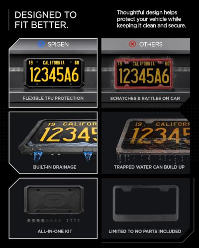 Image of Spigen Rugged Car License Plate Frame Holder [1 Pack] - Black