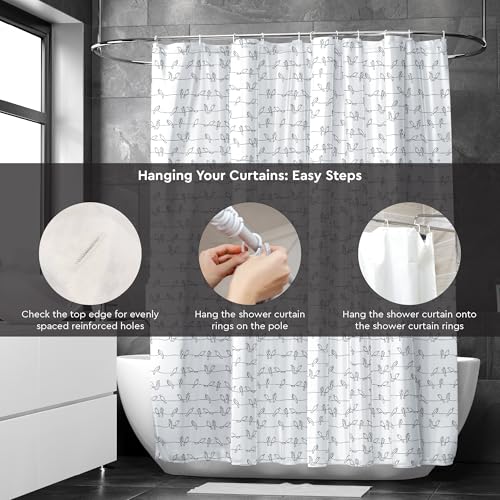 Image of Encasa XO Polyester Bathroom Shower Opaque Solid Curtain 6 ft with 10 Hooks Mould Proof & Mildew Resistant Waterproof Easy Installation Quick-Drying Curtains 140x183 cm (56x72 in) - Blackbirds
