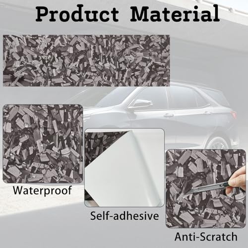 Image of QianBao Compatible with Silver Forged Carbon Fiber Vinyl Wrap 11.8 inch x 4 inch Chevy Bowtie Emblem Wrap Kit with Spatula and Cutter 3 Pcs Universal Logo Overlay